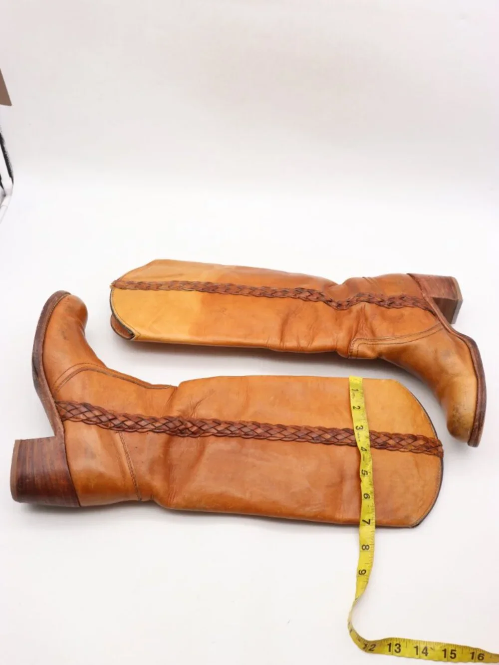 Frye Vintage Braided Women's Size 8.5 B Brown Leather Boots Made in USA - Picture 7 of 15